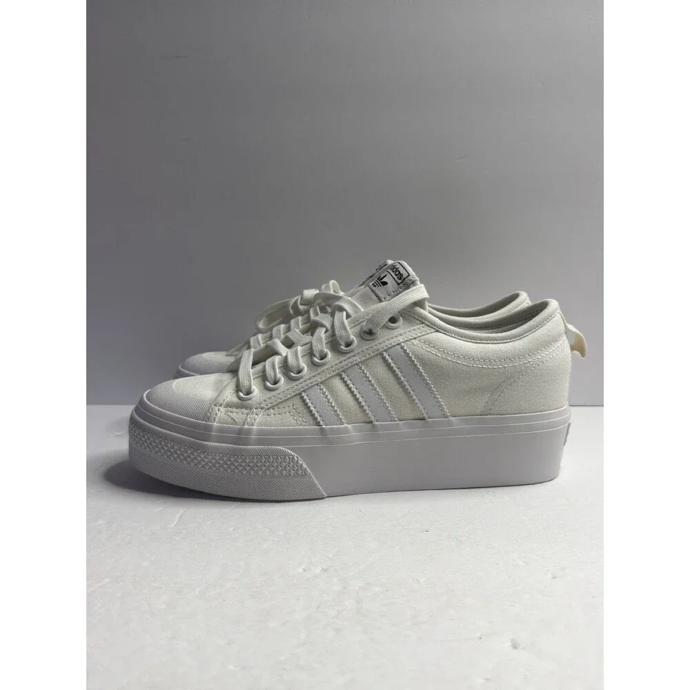 NEW Adidas Nizza Platform Women 8 Triple White - FV5322  Damaged Box